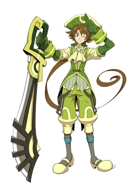 .hack//g.u., .hack//link, ascot, brown_eyes, brown_hair, gloves, hat, huge_sword