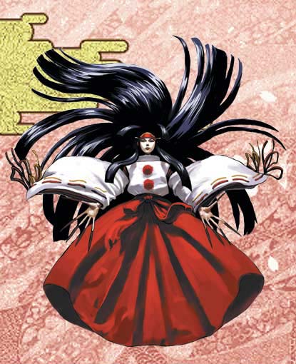 1girl, absurdly_long_hair, black_hair, denchi, fingernails, headband, japanese_clothes, long_fingernails