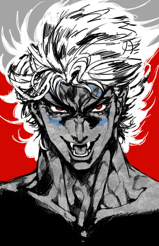 1boy, dio_brando, jojo_no_kimyou_na_bouken, pmushroom, red_eyes, solo, spot_color