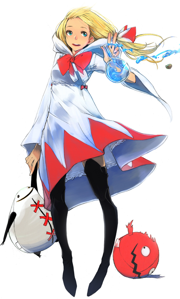 1girl, aqua_eyes, blonde_hair, boots, bow, final_fantasy, final_fantasy_tactics, hair_ribbon