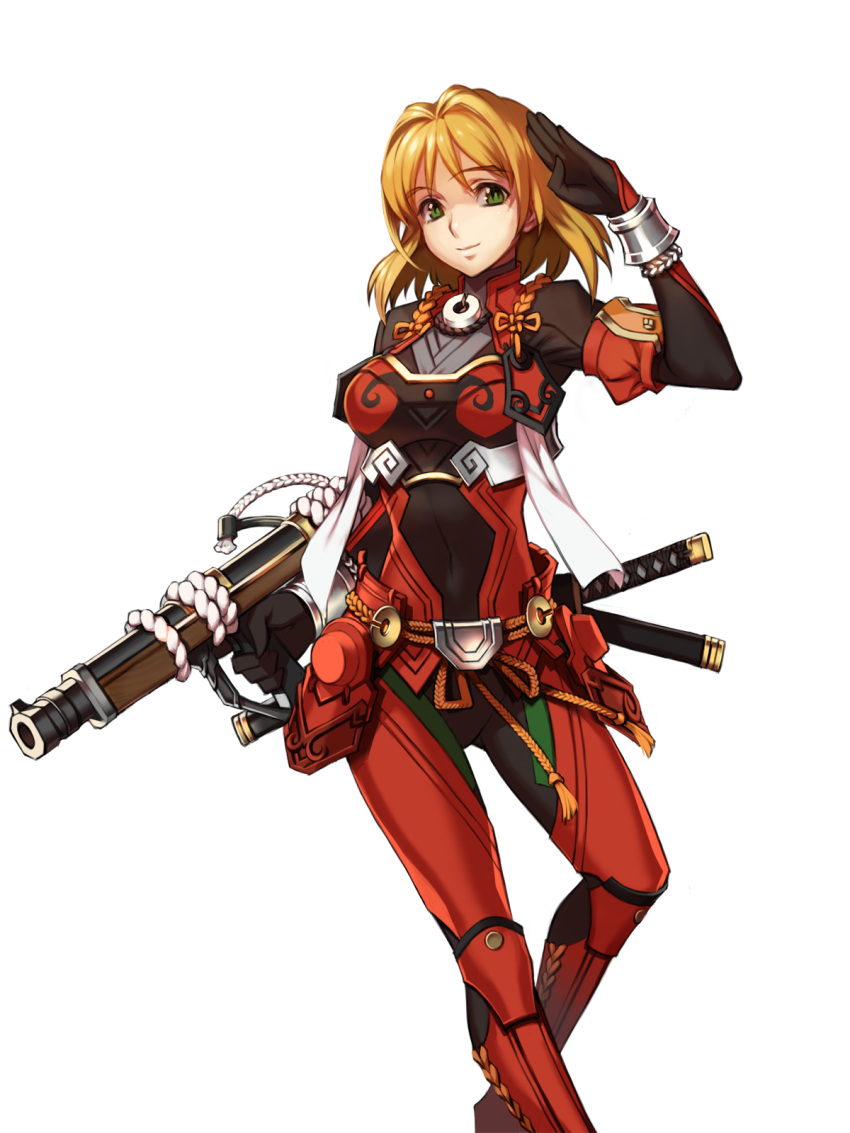 1girl, armor, blonde_hair, bodysuit, capcom, green_eyes, gun, highres