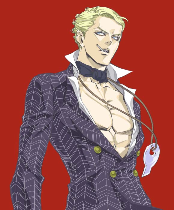 1boy, blonde_hair, blue_eyes, formal, jojo_no_kimyou_na_bouken, kiyo_(nbs199), prosciutto, solo