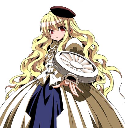 blonde_hair, brown_eyes, hat, kuchinashi_(needless), long_hair, lowres, needless