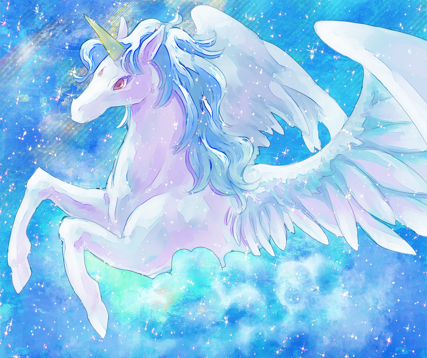 bishoujo_senshi_sailor_moon, blue, clouds, facial_mark, feathered_wings, forehead_mark, glitter, helios