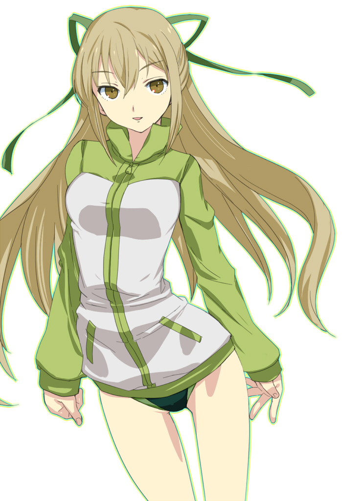 1girl, breasts, brown_eyes, brown_hair, hair_ribbon, ishikari_mina, long_hair, looking_at_viewer