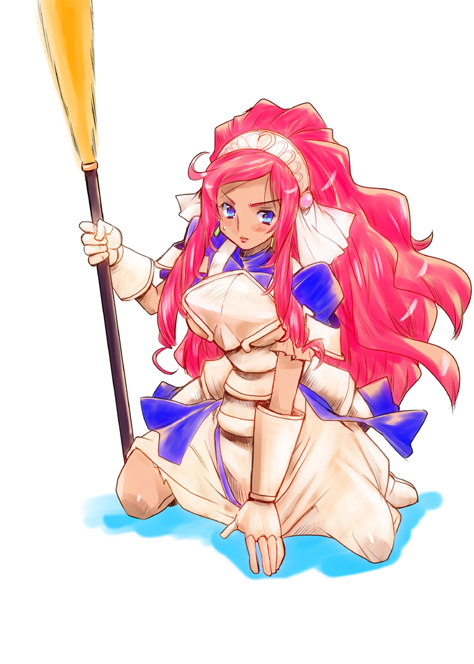 1girl, armor, armored_dress, blue_eyes, dokidoki!_precure, dress, gloves, hairband