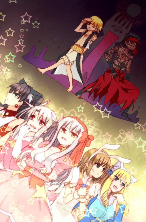 2boys, 5girls, avenger, caren_hortensia, carnival_phantasm, character_request, child_gilgamesh, fate/hollow_ataraxia
