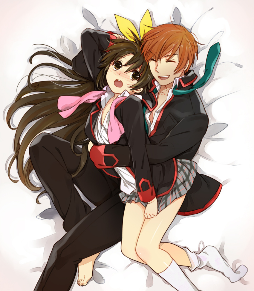 2boys, brown_eyes, brown_hair, closed_eyes, dress_shirt, highres, hug, jamijami