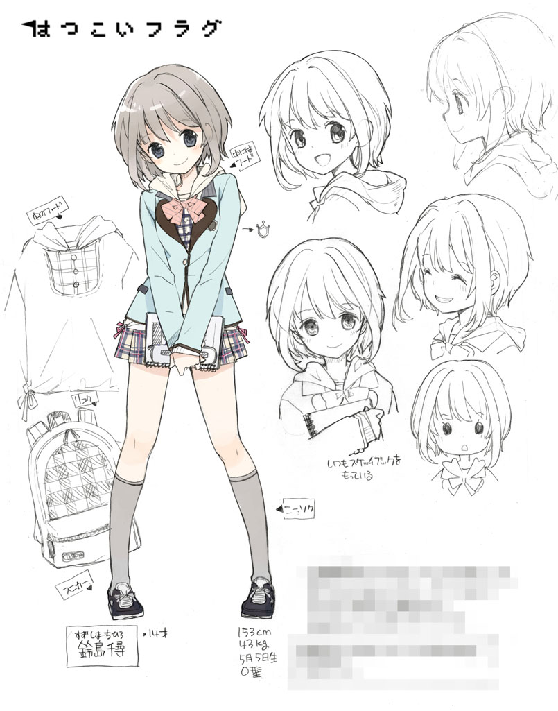 ^_^, backpack, bag, blazer, bow, censored, character_sheet, closed_eyes