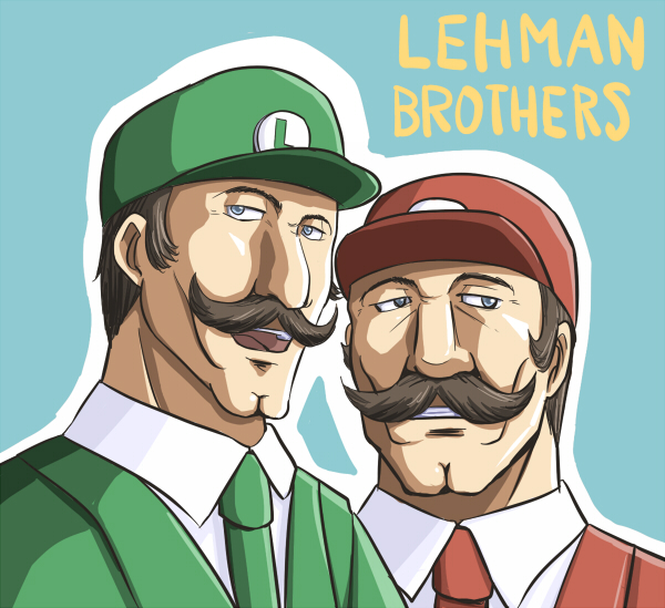 cleft_chin, lehman_brothers, luigi, mario, michael_(mikatsuu), nintendo, parody, super_mario_bros.