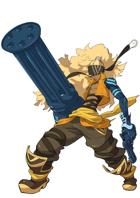 .hack//link, blonde_hair, gun, long_hair, official_art, orgel, weapon