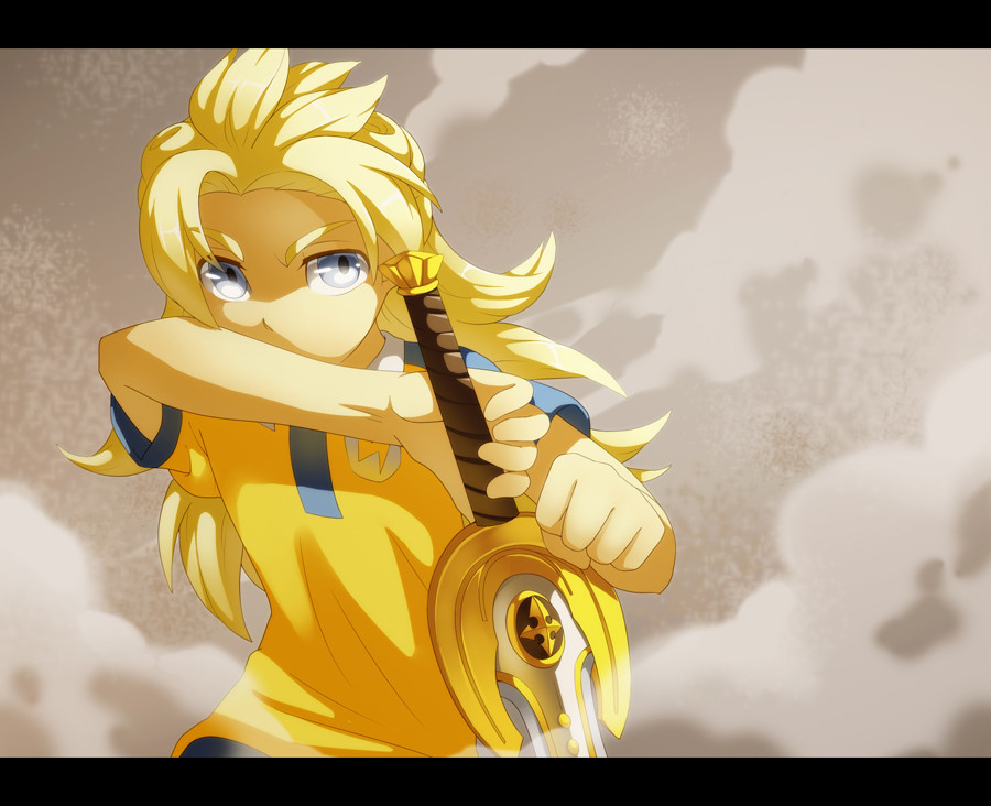 1boy, blonde_hair, blue_eyes, cr72, fusion, inazuma_eleven_(series), inazuma_eleven_go, inazuma_eleven_go_chrono_stone