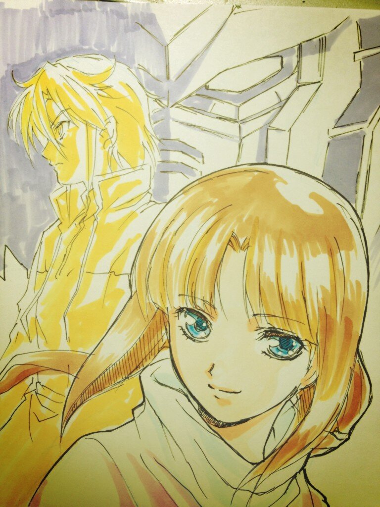 after_war_gundam_x, gundam, illustration, mamoru_yokota, mecha