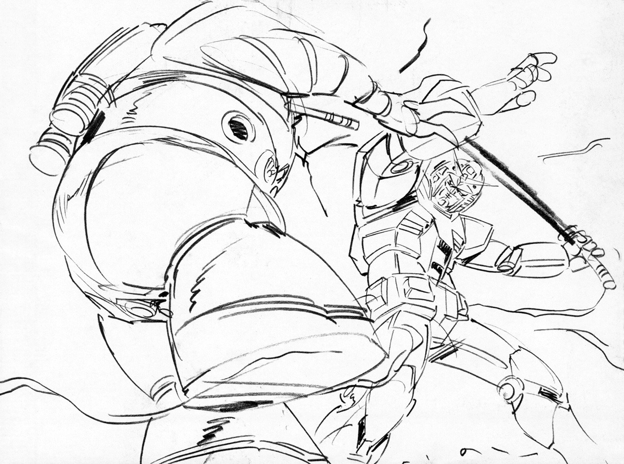 genga, gundam, mobile_suit_gundam, production_materials, yoshikazu_yasuhiko
