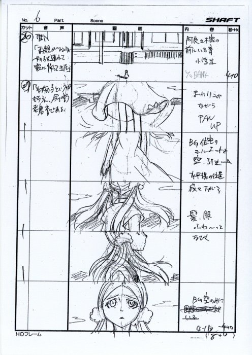 mie_oishi, monogatari_series, owarimonogatari, production_materials, storyboard