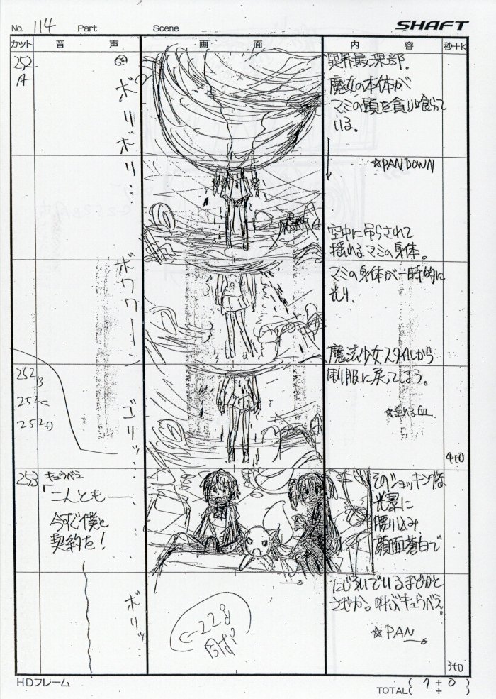 mahou_shoujo_madoka_magica, mahou_shoujo_madoka_magica_series, production_materials, storyboard, yoshiharu_ashino