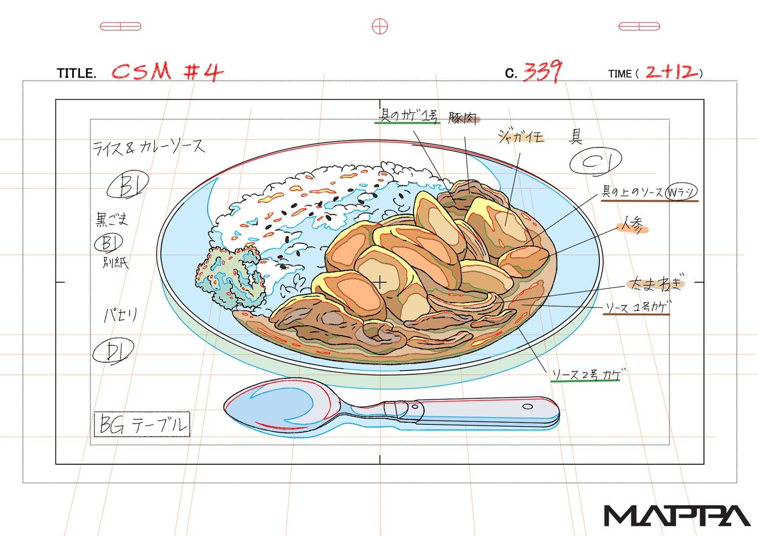 chainsaw_man, chainsaw_man_series, food, genga, kowei_lin, production_materials