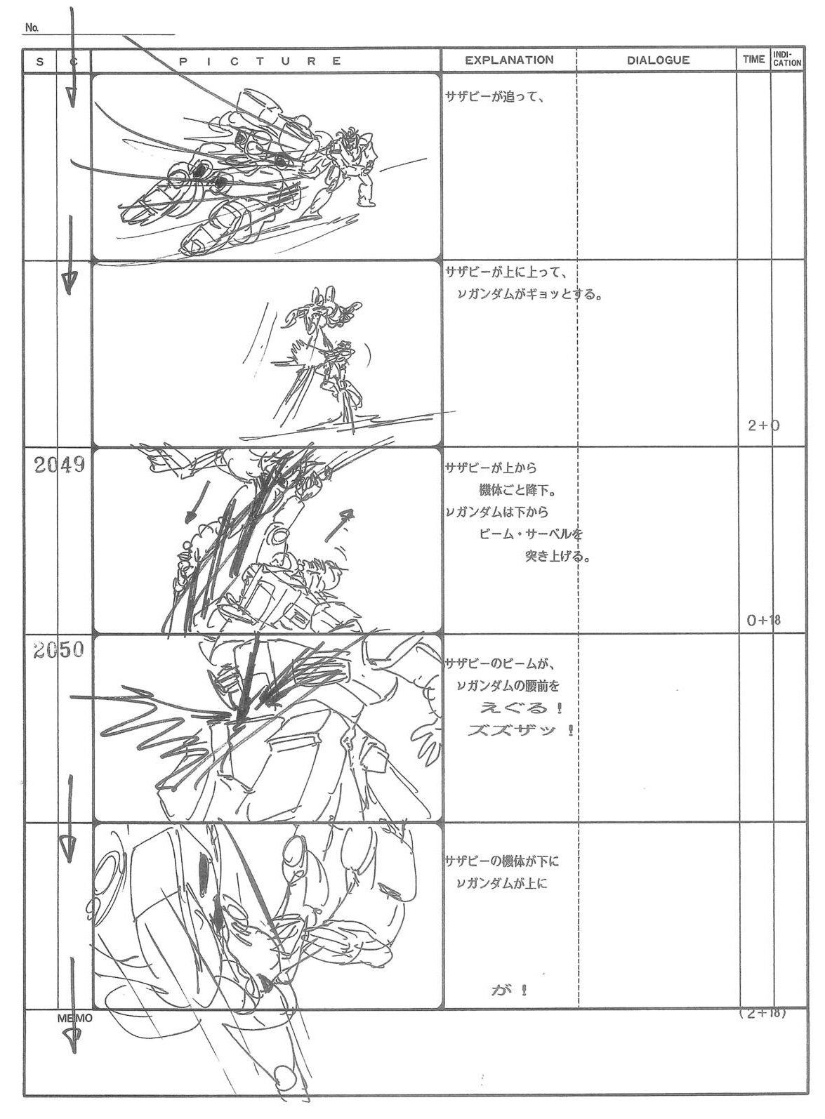 gundam, mobile_suit_gundam:_char's_counterattack, production_materials, storyboard, yoshiyuki_tomino