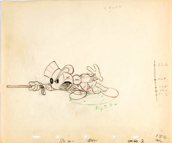 genga, mickey_mouse, mickey's_circus, milt_kahl, production_materials, western
