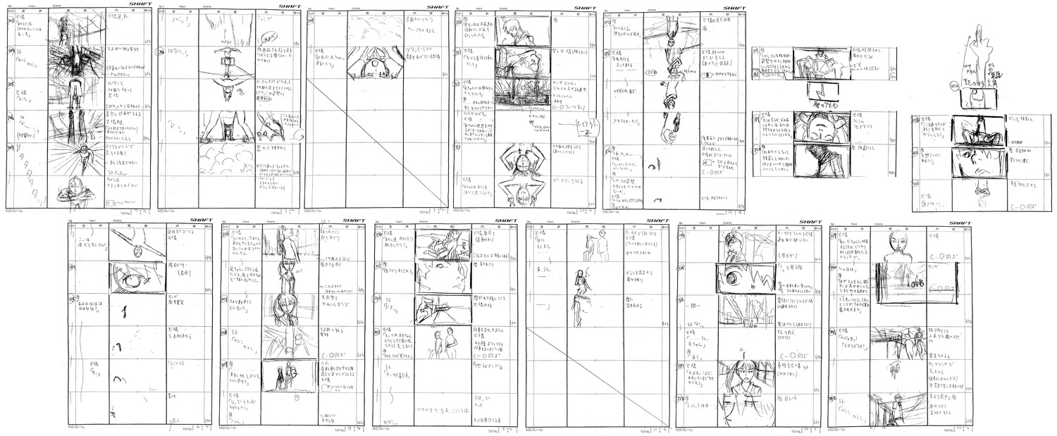 akiyuki_shinbo, nisemonogatari, production_materials, storyboard, yuuki_yase