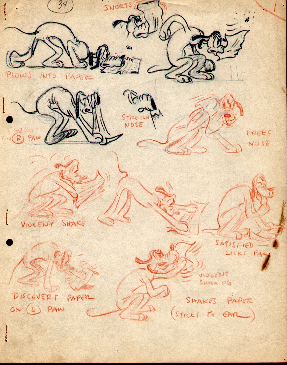 mickey_mouse, norm_ferguson, playful_pluto, production_materials, settei, storyboard, western