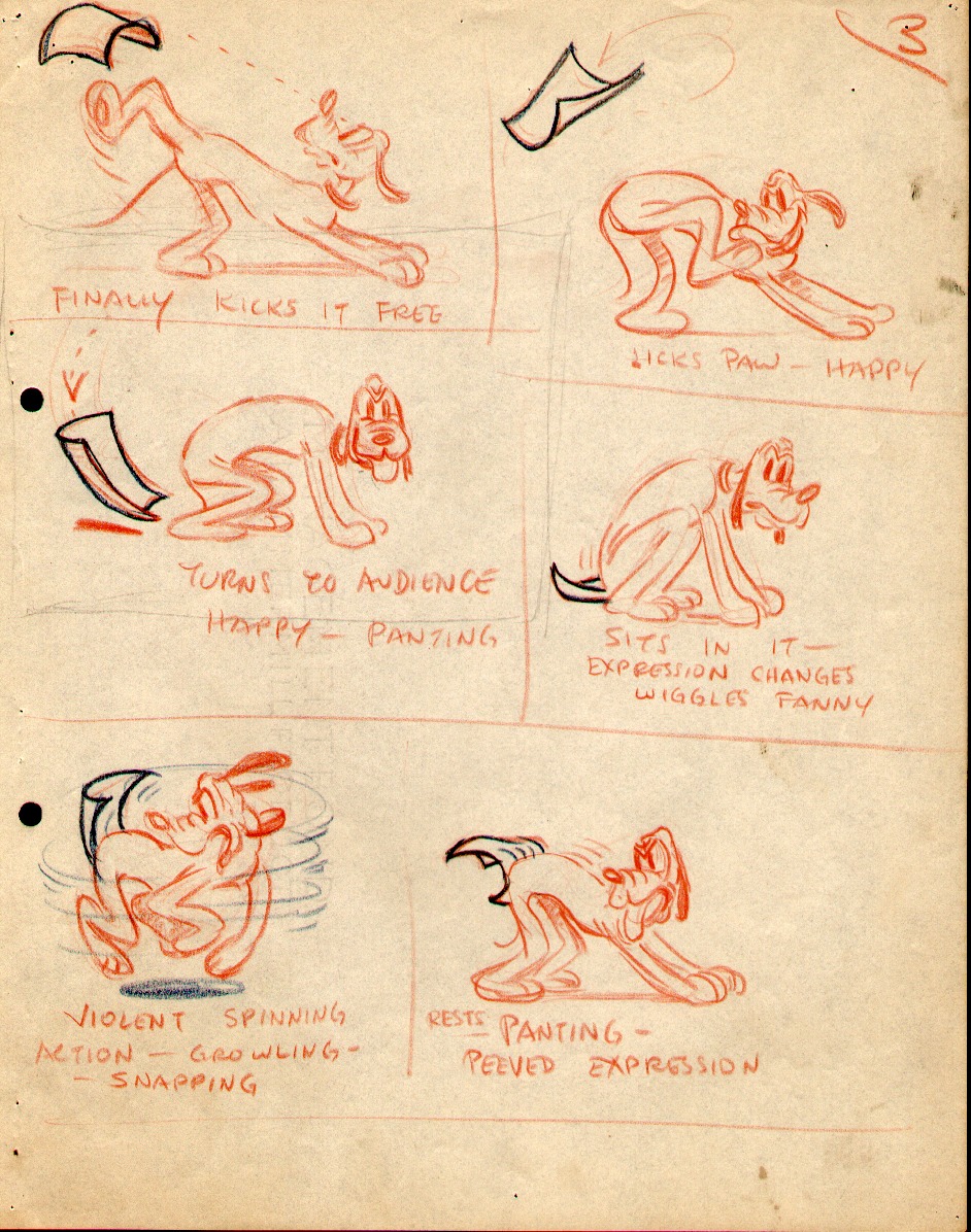 mickey_mouse, norm_ferguson, playful_pluto, production_materials, settei, storyboard, western