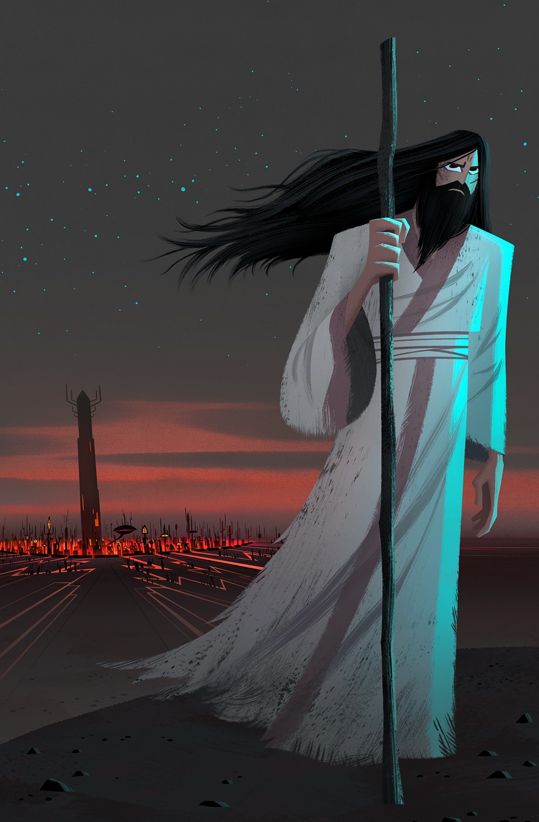 illustration, samurai_jack, scott_wills, western