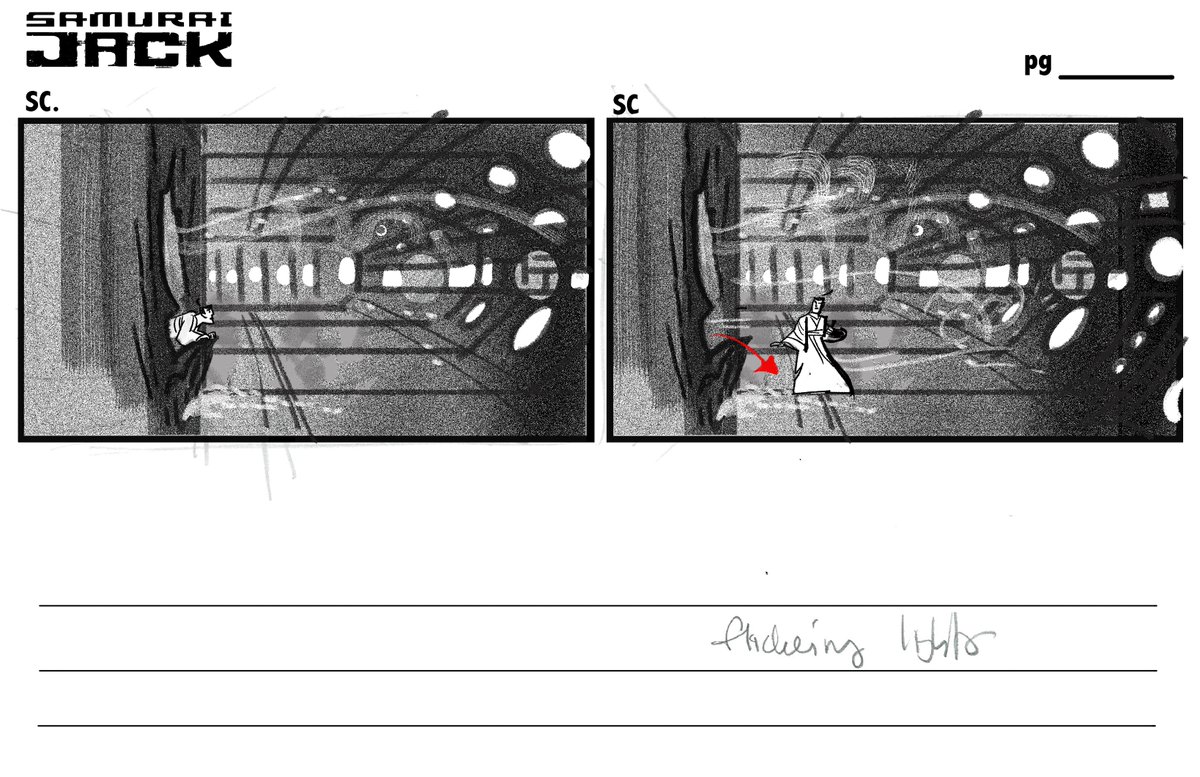 production_materials, samurai_jack, samurai_jack_(2017), stephen_destefano, storyboard, western