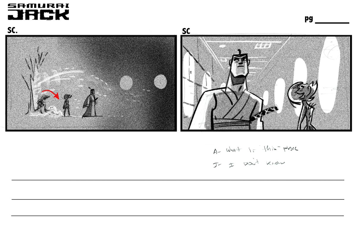 production_materials, samurai_jack, samurai_jack_(2017), stephen_destefano, storyboard, western
