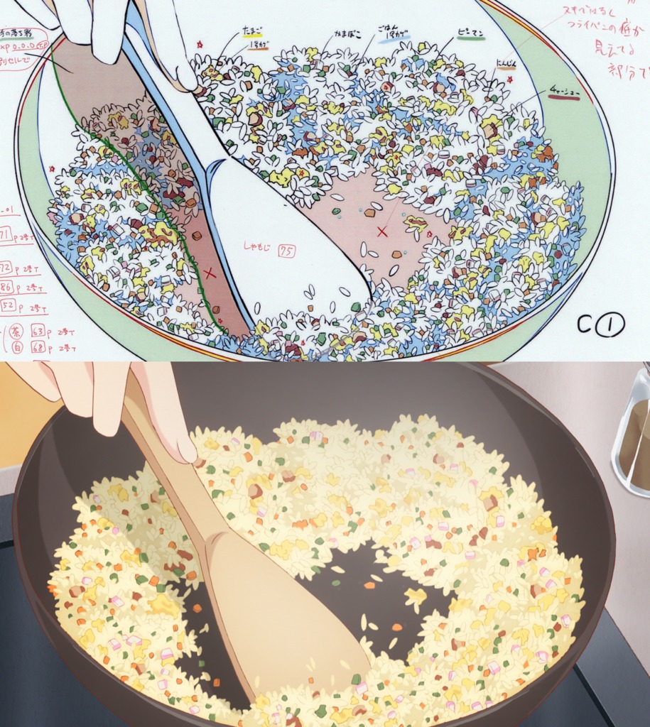 artist_unknown, emiya-san_chi_no_kyou_no_gohan, fate_series, food, genga, genga_comparison, production_materials