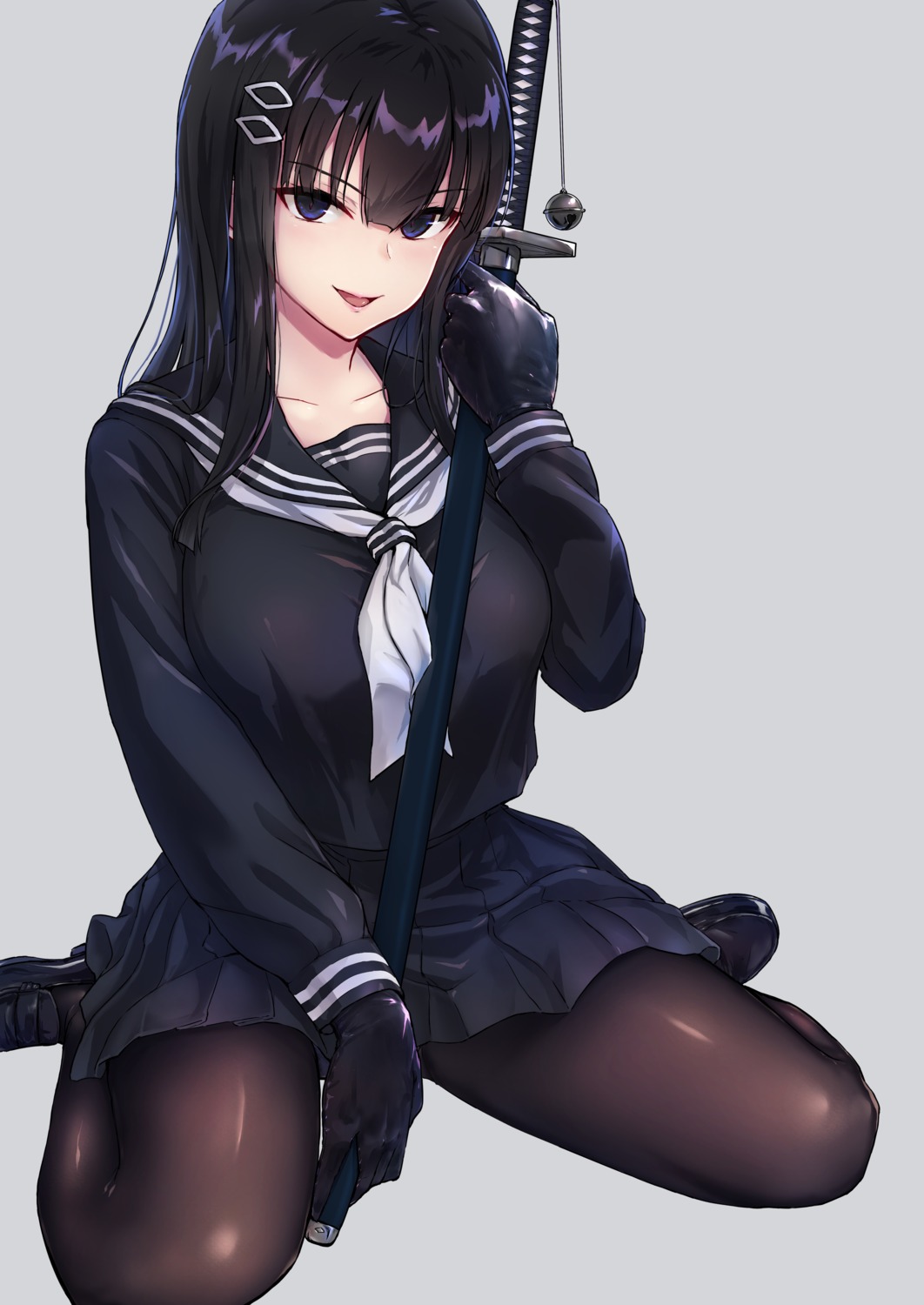 pantyhose, seifuku, sword, tori_(puru0083)