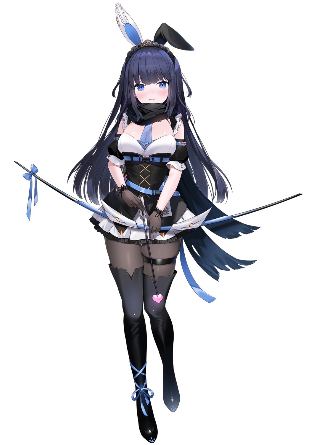 ameno_inuku, animal_ears, bunny_ears, ccccannele, cleavage, connectopia, garter, heels, pantyhose, weapon