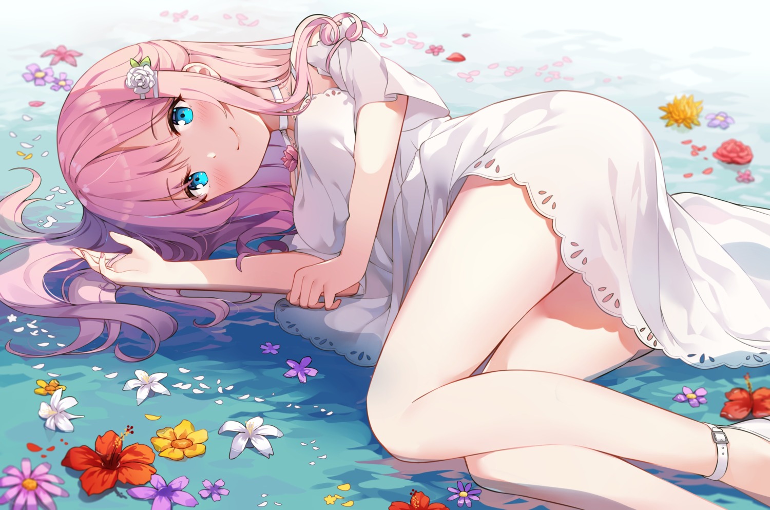 dress, see_through, skirt_lift, wet, yaruwashi