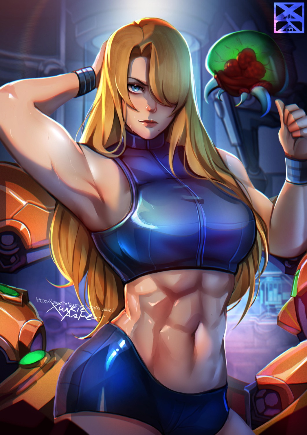 gym_uniform, metroid, metroid_(creature), samus_aran, xuuikie_ashe