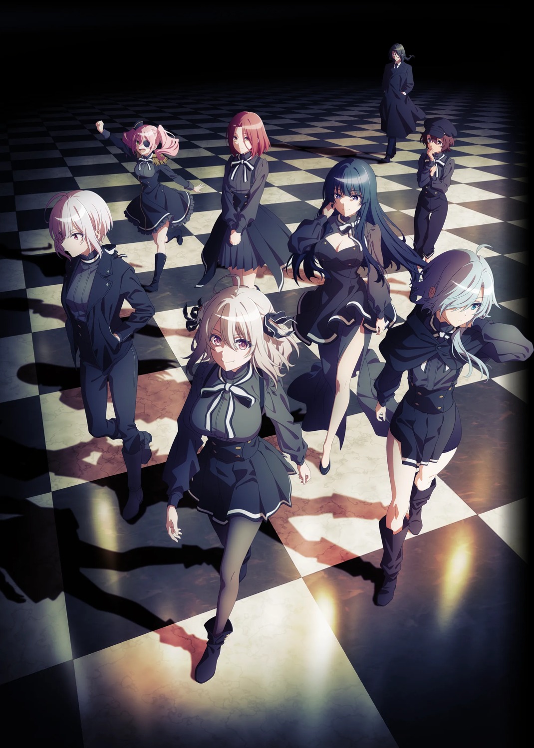 annett_(spy_kyoushitsu), business_suit, cleavage, eyepatch, grete_(spy_kyoushitsu), klaus_(spy_kyoushitsu), lily_(spy_kyoushitsu), monika_(spy_kyoushitsu)