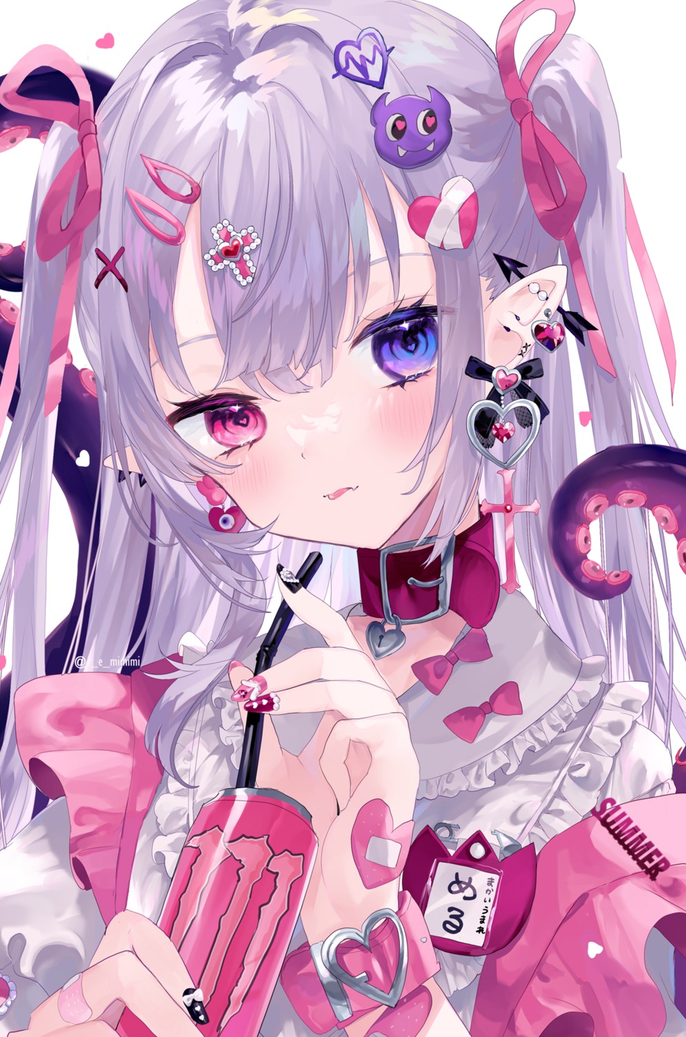 bandaid, heterochromia, pointy_ears, remimim, tentacles