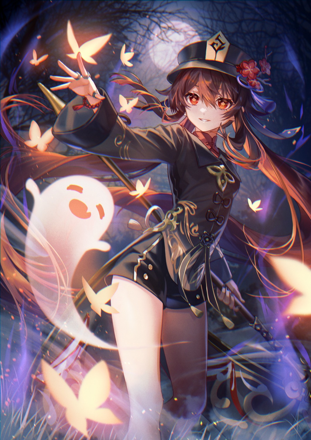 asian_clothes, genshin_impact, hu_tao, maica_sunahara, weapon