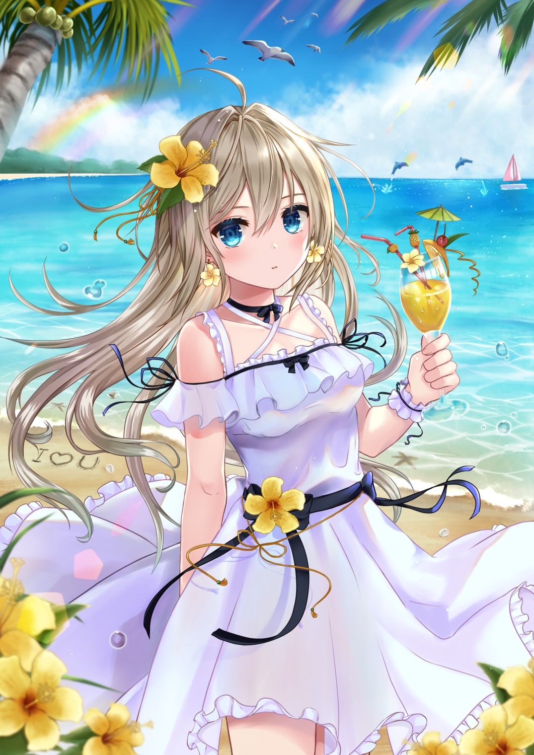 aoe_ui, dress, mishiro_rei, see_through, skirt_lift, summer_dress