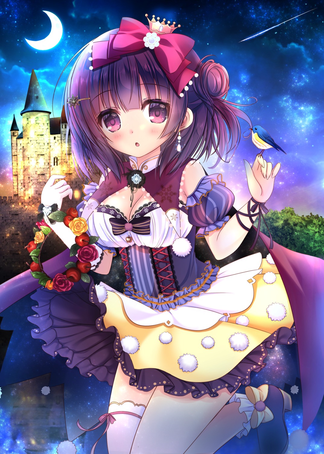 cleavage, garter, lolita_fashion, no_bra, skirt_lift, thighhighs, yuutsuki_hina
