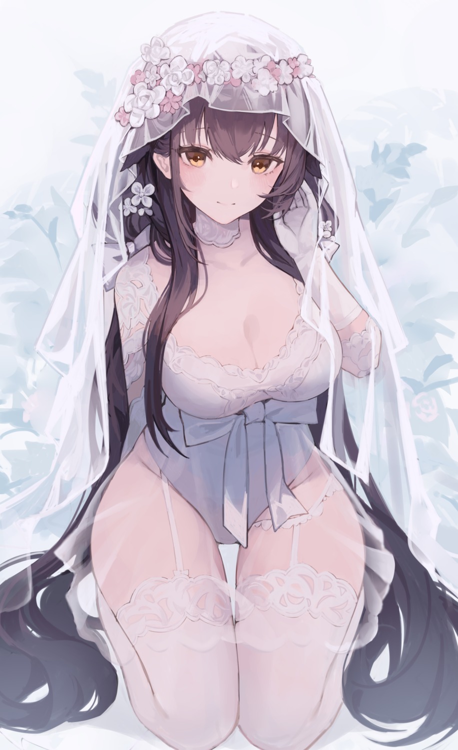 azuma_(azur_lane), azur_lane, daichengqi, dress, leotard, see_through, stockings, thighhighs, wedding_dress