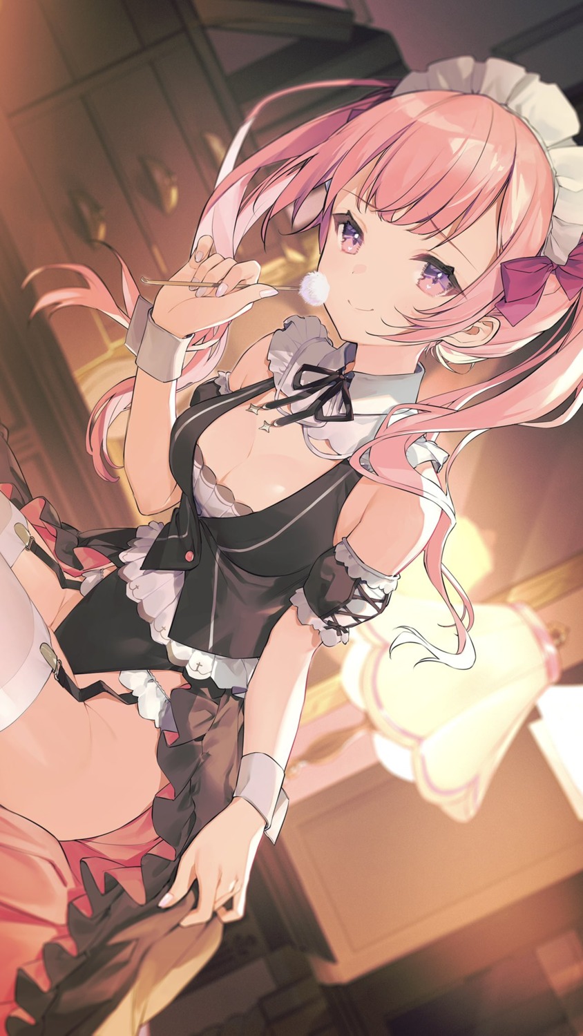 cona_kinaco, garter_belt, maid, no_bra, pantsu, stockings, thighhighs