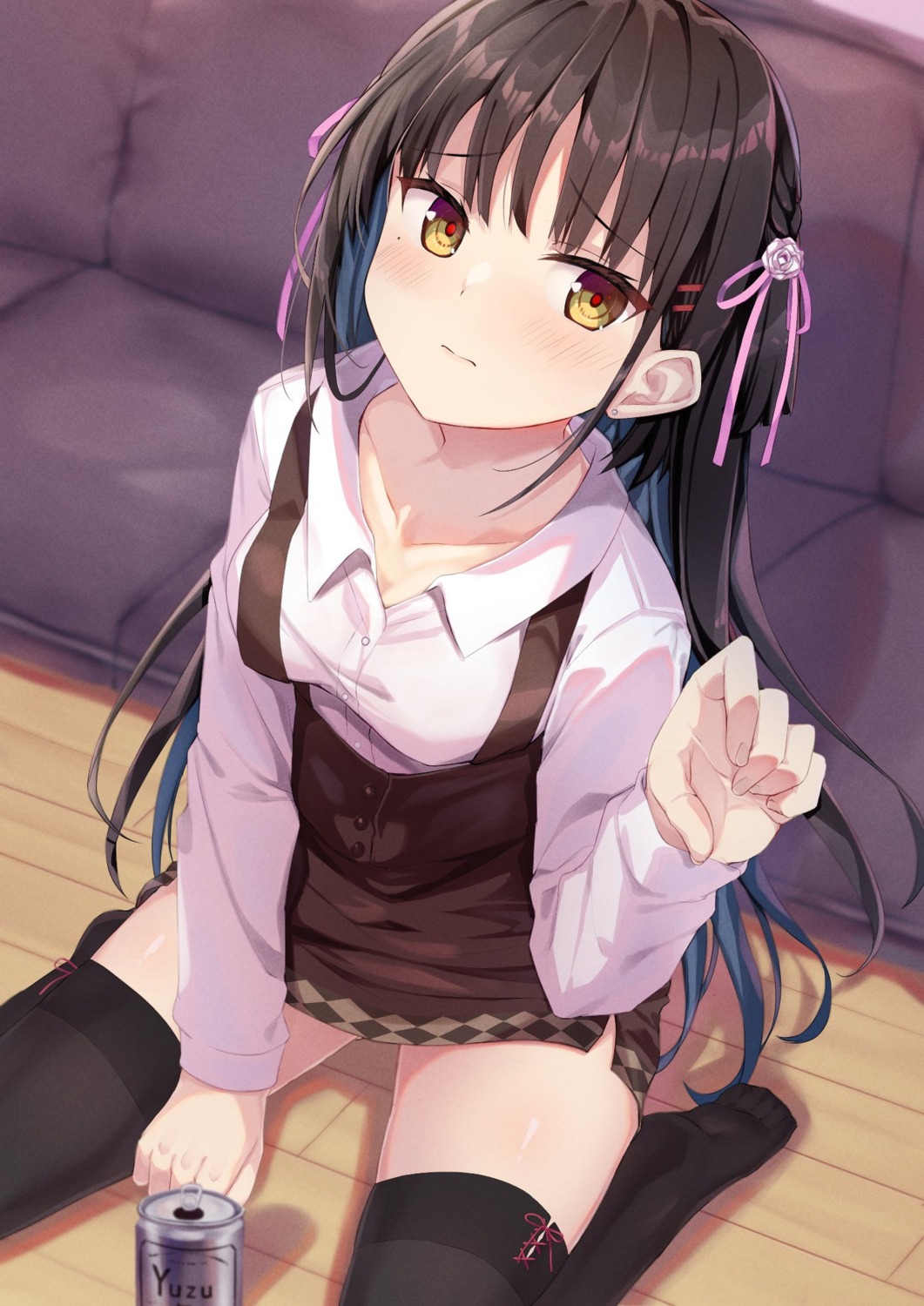 cafe_stella_to_shinigami_no_chou, dress_shirt, segatsu, shiki_natsume, thighhighs