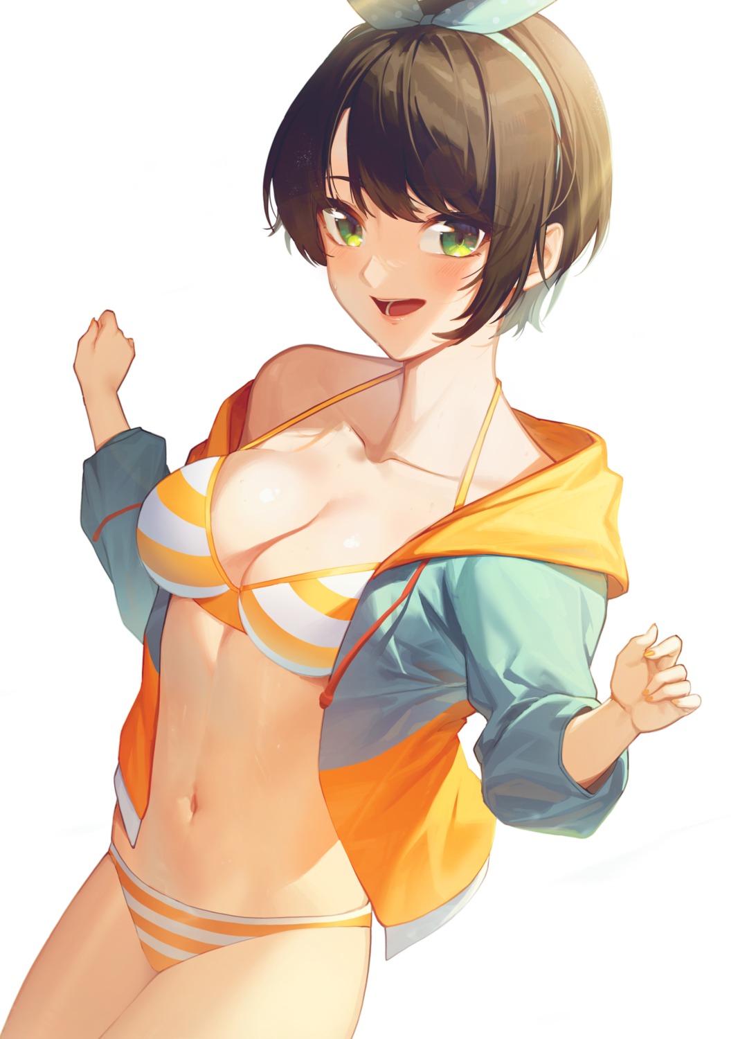 bikini, drll11, hololive, oozora_subaru, open_shirt, swimsuits