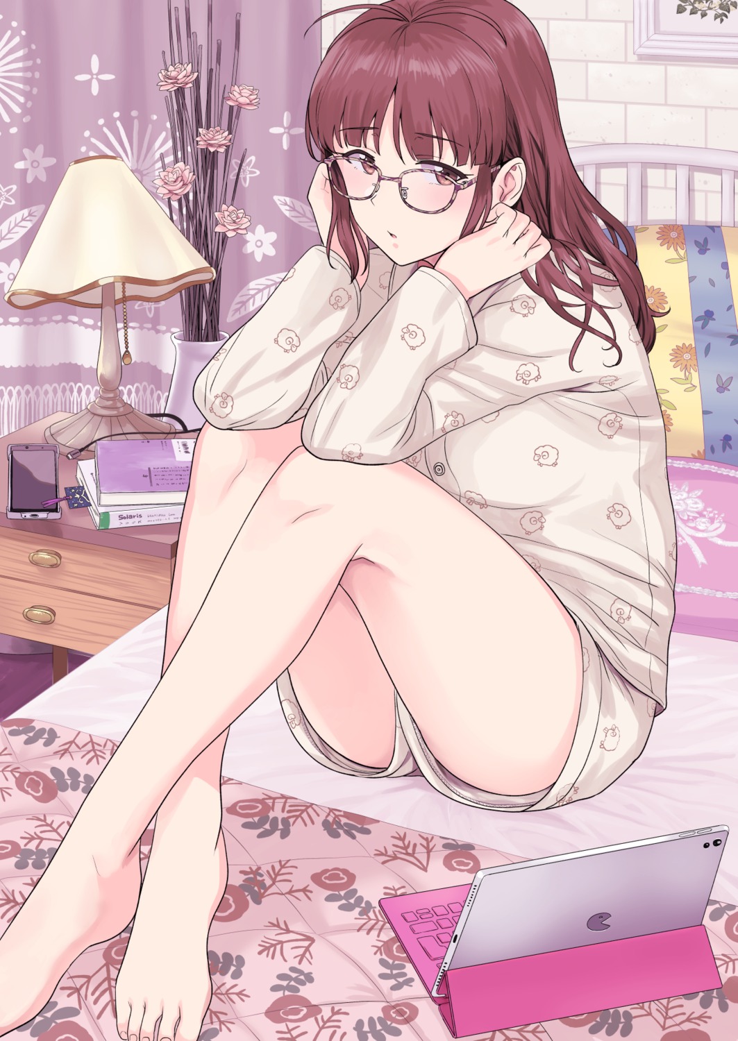 akizuki_ritsuko, megane, pajama, the_idolm@ster, tsurui