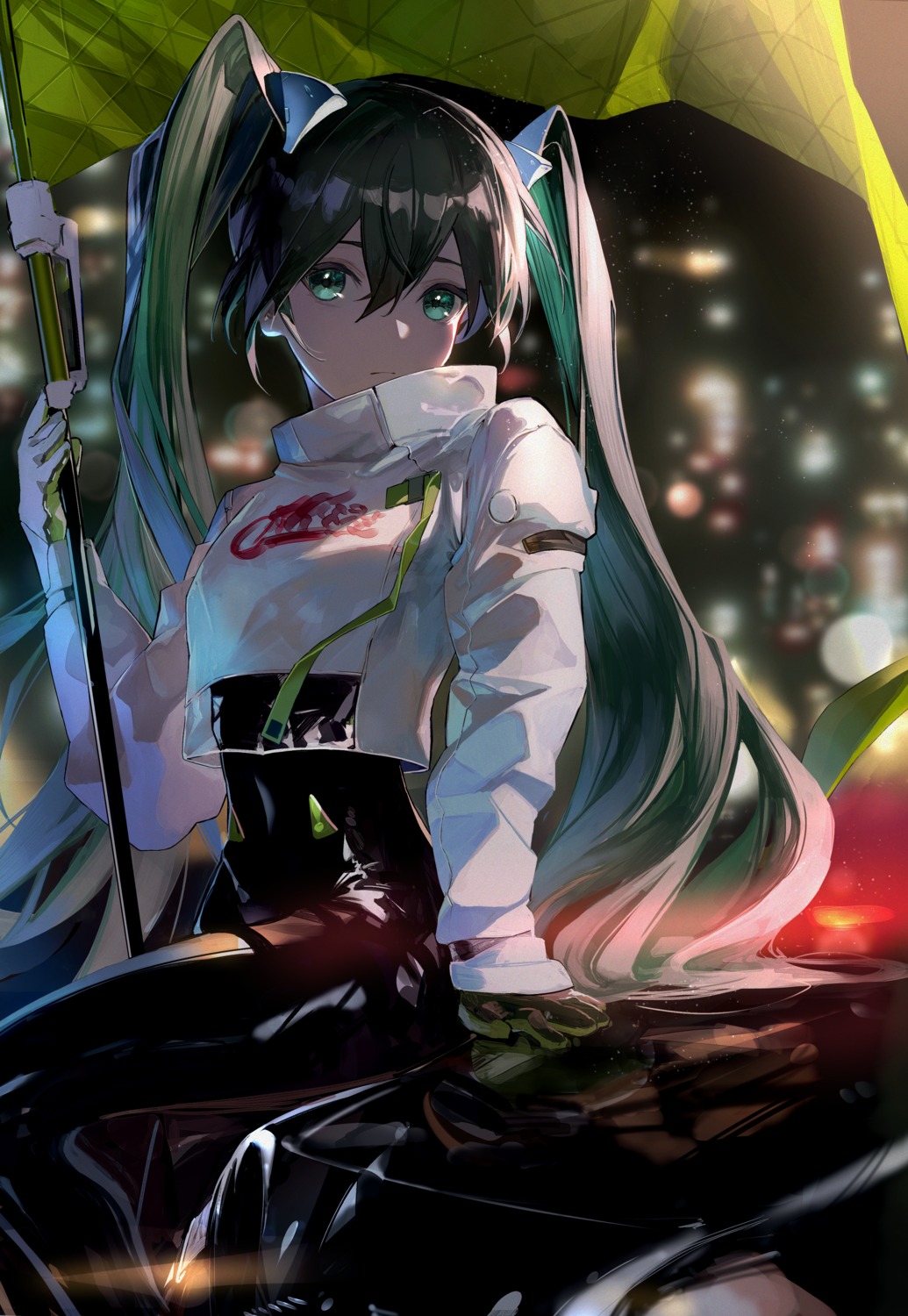 artist_revision, bodysuit, goodsmile_racing, hatsune_miku, karasuro, racing_miku, see_through, vocaloid