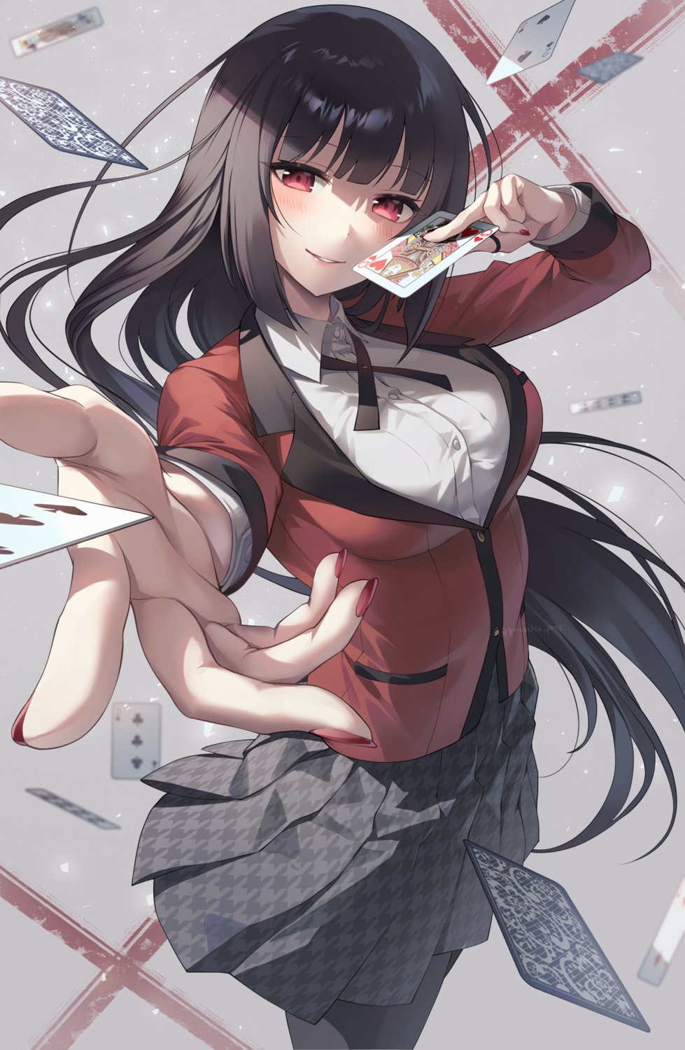 gomashio_ponz, jabami_yumeko, kakegurui, pantyhose, seifuku
