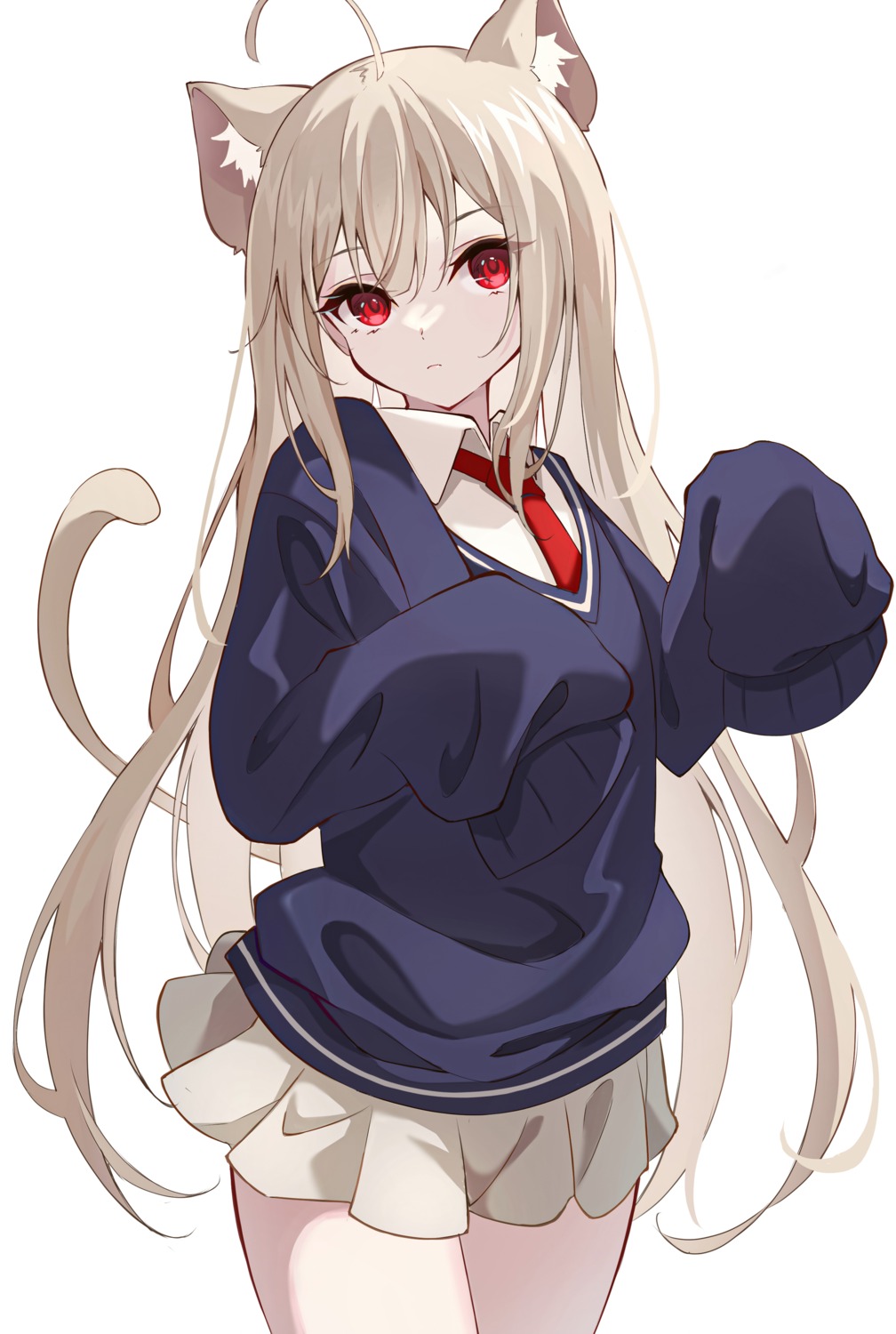 animal_ears, nekomimi, pension_z, seifuku, sweater, tail