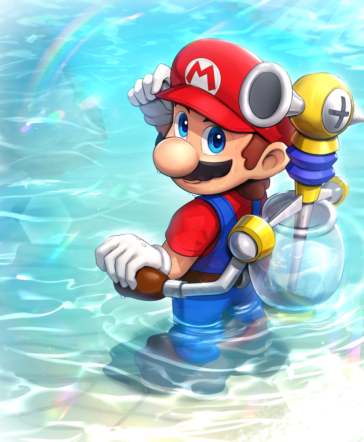 f.l.u.d.d., gonzarez, male, mario, mario_(series), overalls, super_mario_sunshine, wet