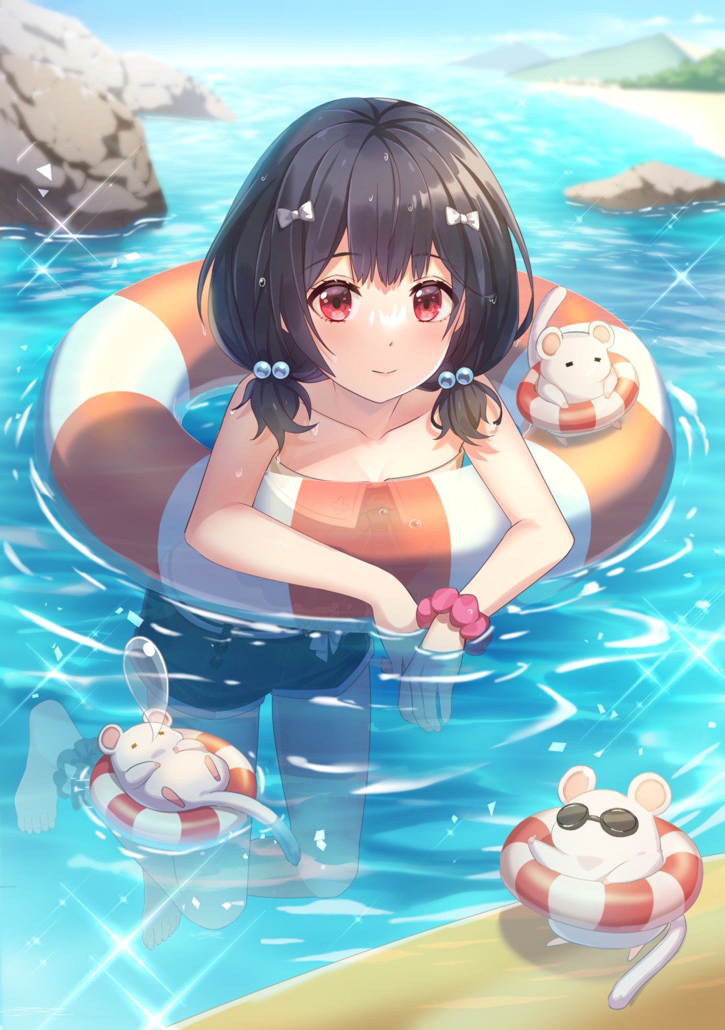 cleavage, granblue_fantasy, jiman, megane, vikala_(granblue_fantasy), wet, wet_clothes