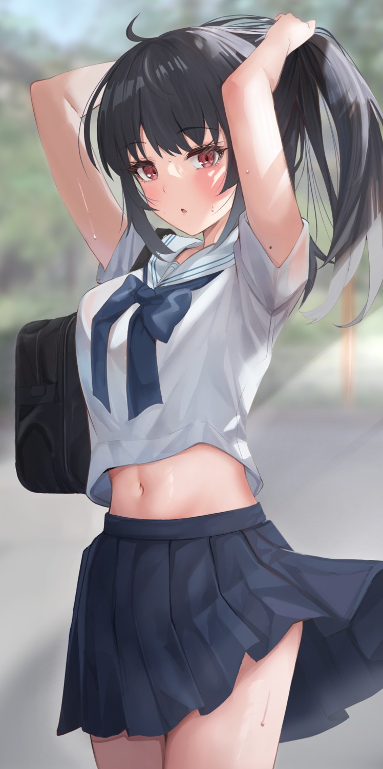 seifuku, skirt_lift, tsukasa